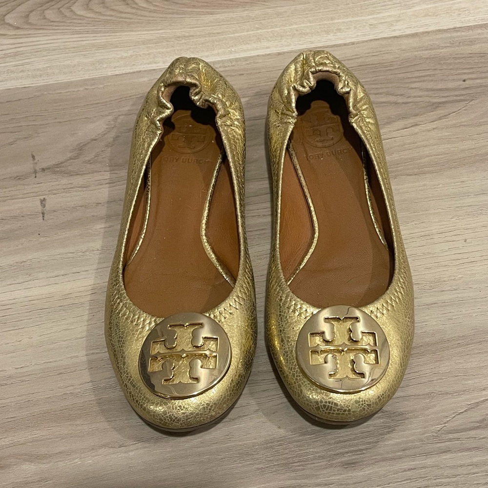Tory Burch Flats Metallic Gold Size 5.5